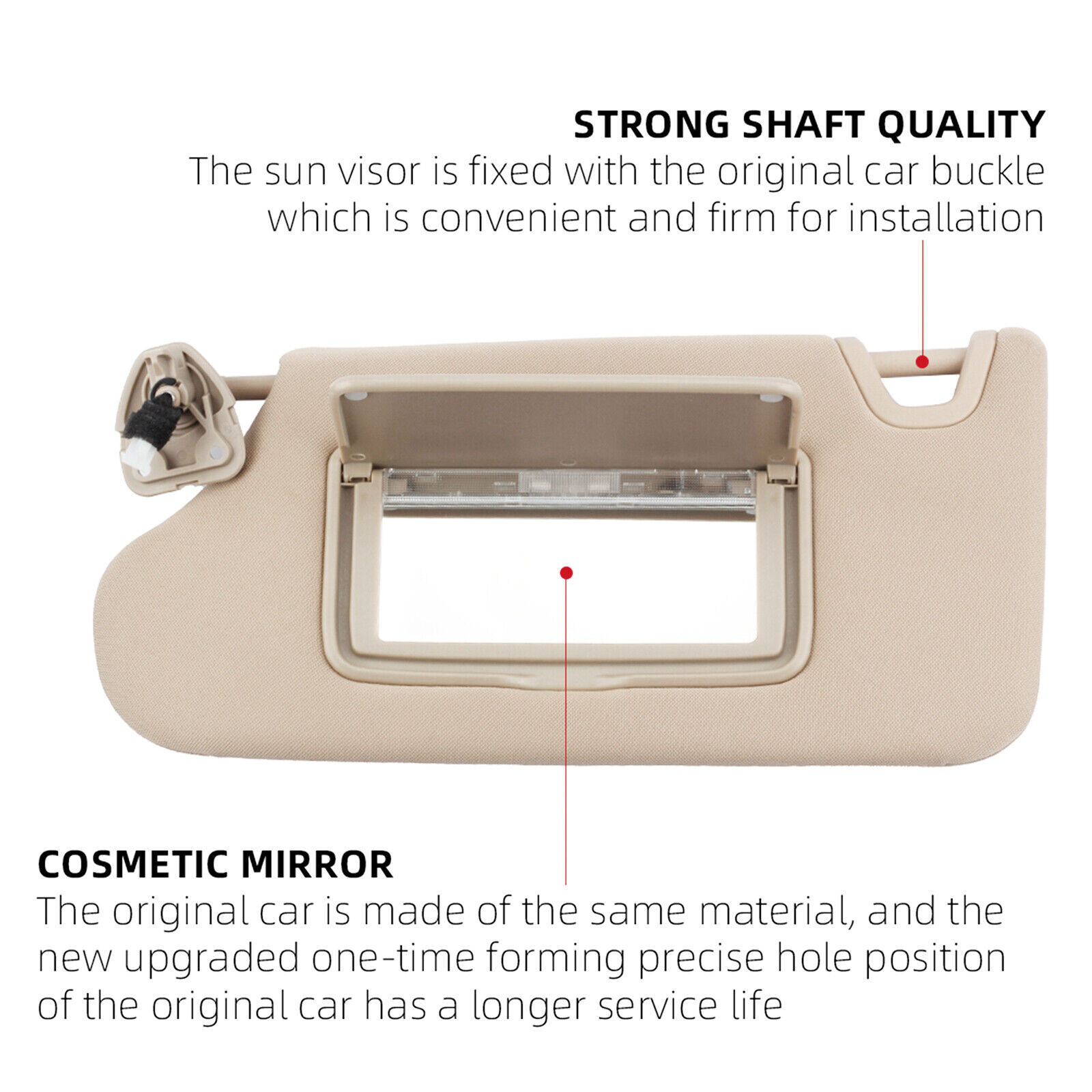 Left Driver Side Beige Sun Visor w/ Light For Nissan Altima 2013-2018 964013TA2A