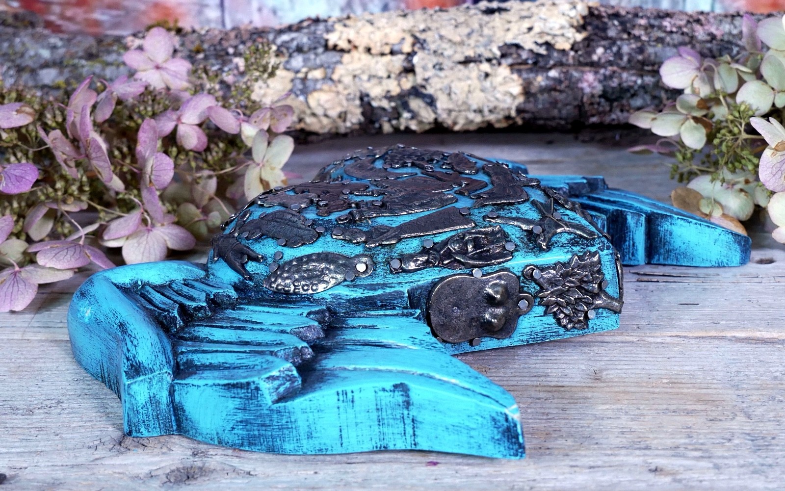 Blue Heart Wings Milagros Handmade Wood Mexican Folk Art Love Token Medium Size