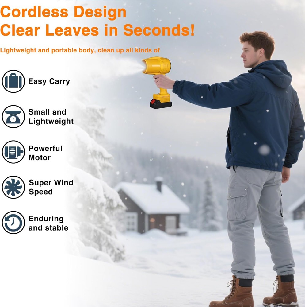 500000RPM Cordless Leaf Blower 700CFM 1500G Air Turbo Blower with 2 Batteries