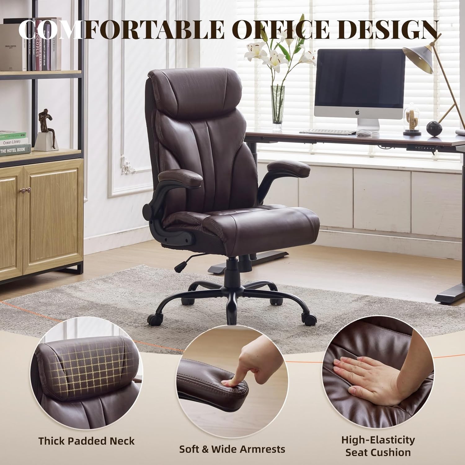 500lbs Big and Tall Office Chair Wide Ergonomic Computer Desk Chair Adjustable