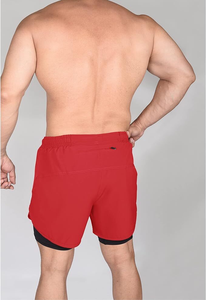 Exxact Sports 2 in 1 Shorts Men - Athletic Shorts with Compression Liner Men