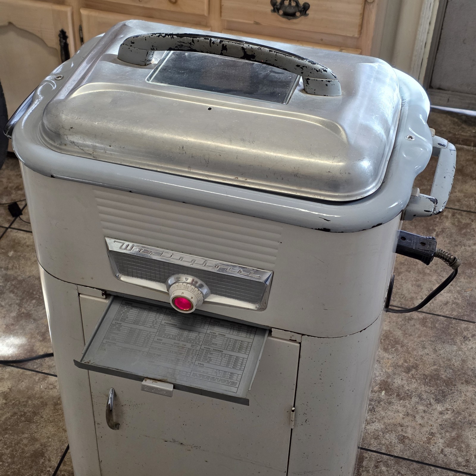 Vintage 1950s Westinghouse Electric Roaster Oven w/ Cabinet & Accessories