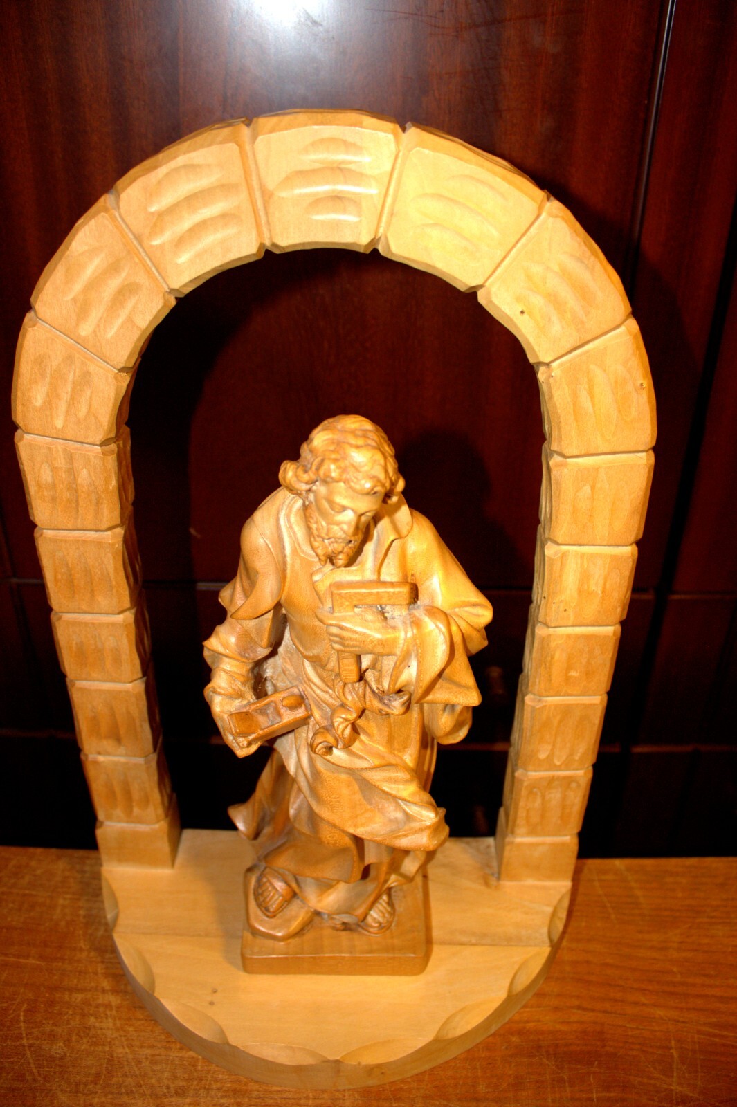 11.6"/16" HAND CARVED WOOD PATRON SAINT JOSEPH CARPENTER FIGURE STATUE SCULPTURE