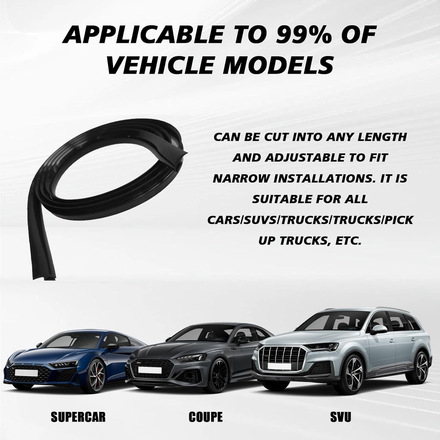 Windshield Cowl Rubber Seal Strip, 1.7M/5.6Ft Car Front and Rear Weatherstrip Su