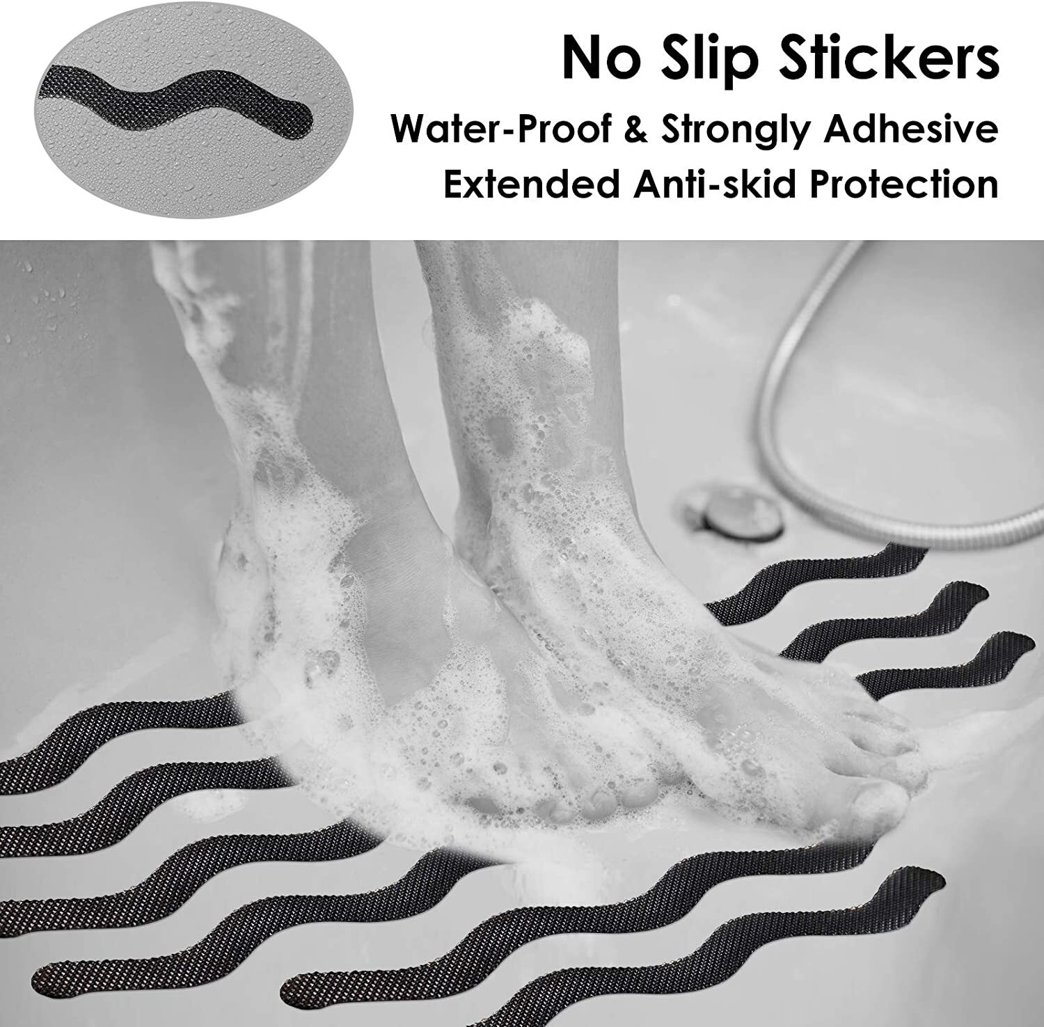 24PCs Bath Tub Shower Stickers Anti Slip Grip Strips Non-Slip Stickers