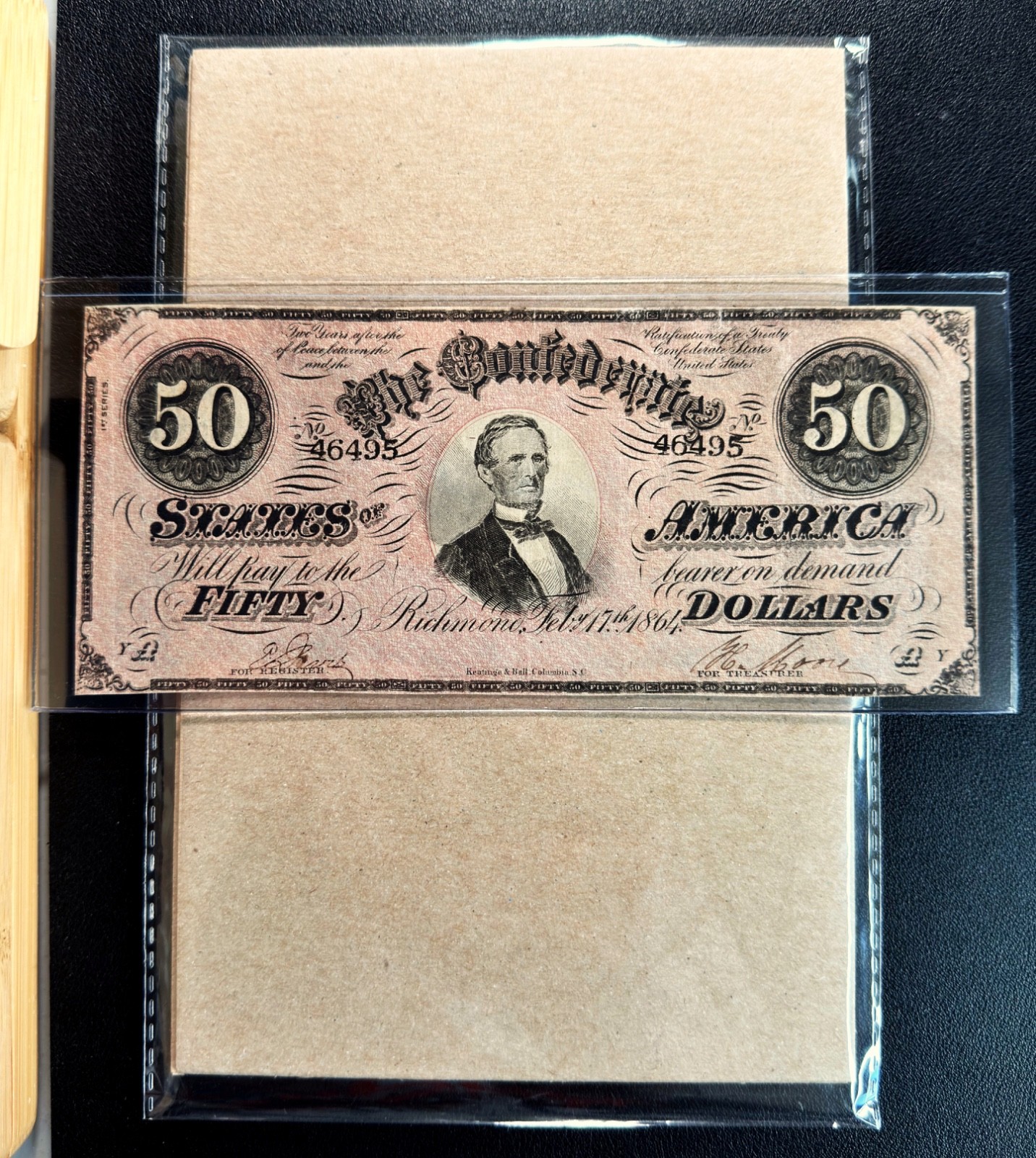 T- 66 1864 $50 Confederate States of America "CSA" - VF Comment