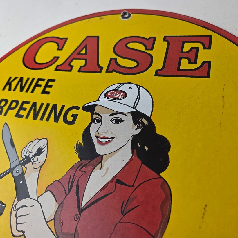 Vintage Case xx Knives Sign - Porcelain Service Station Store Advertisement Sign