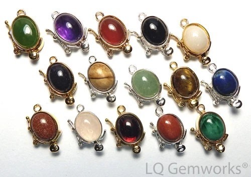 925 Sterling Silver Stone 18mm Box Clasp CHOOSE STONE