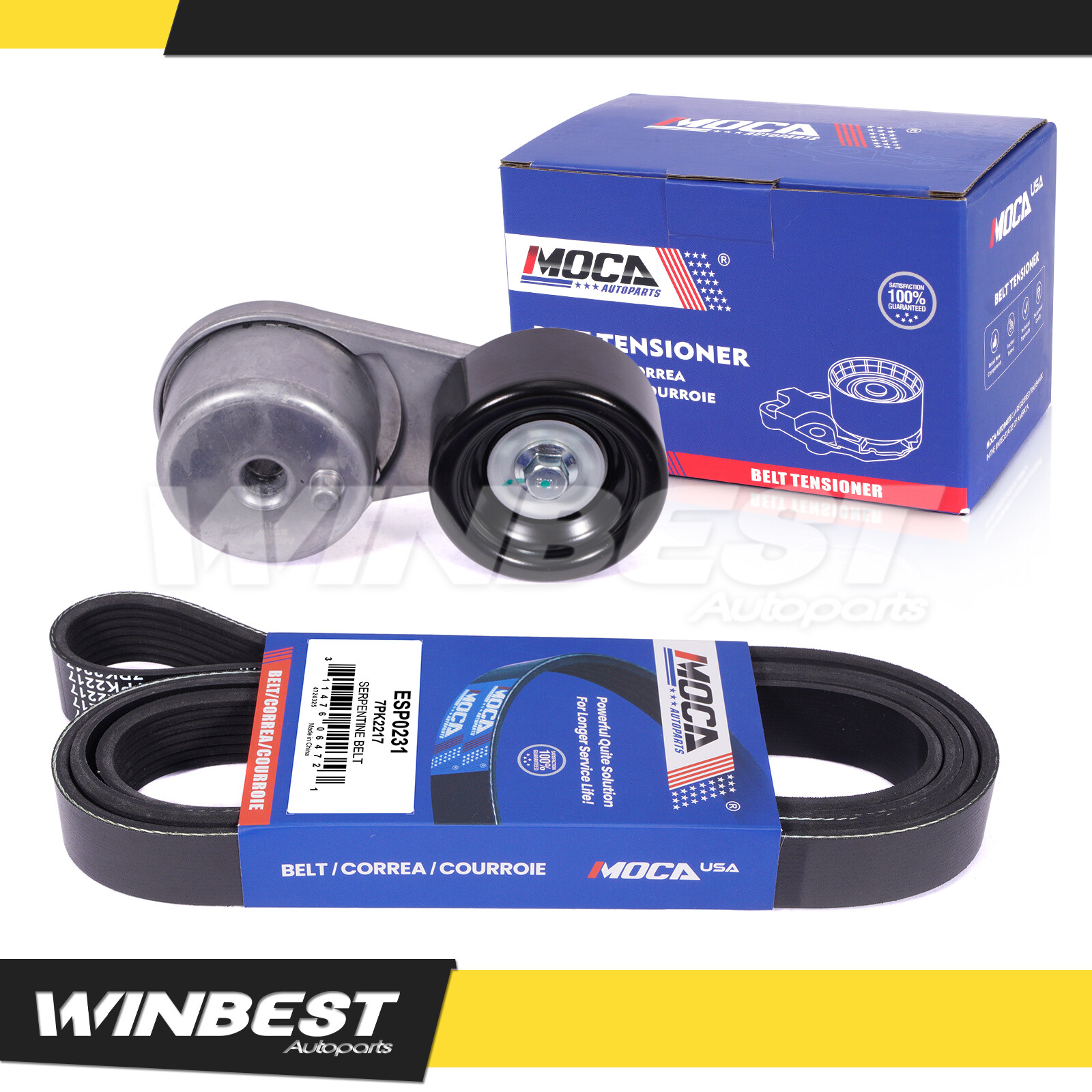 7PK2217 Serpentine Belt w/Tensioner 38378 for Nissan Frontier NV1500 NV2500 4.0L