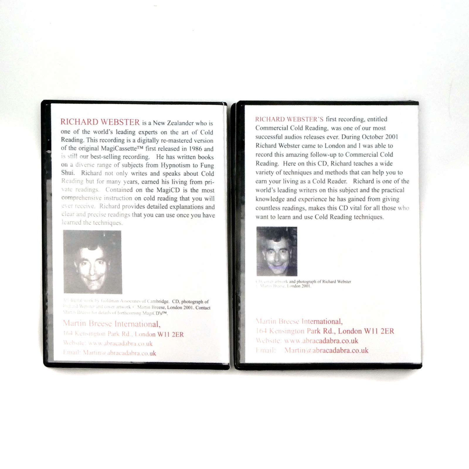 2 COMMERCIAL COLD READING CDs Richard Webster Mentalism Hypnosis Psychic how to