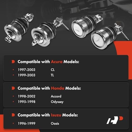 Set of 4, Front Upper & Lower Ball Joint Kit, Compatible with Honda Accord