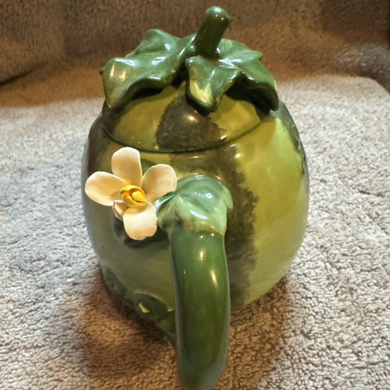 Vtg Lot 6 Ceramic Fruit Teapots: Pear P/apple Peach Pomegranate Watermelon Grape