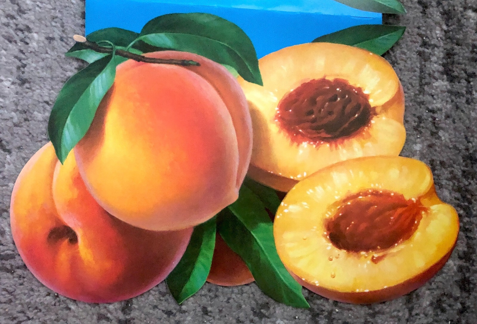 Vintage 1950s Peach Fruit Sign | Original Paper Grocery Store Poster NOS Old
