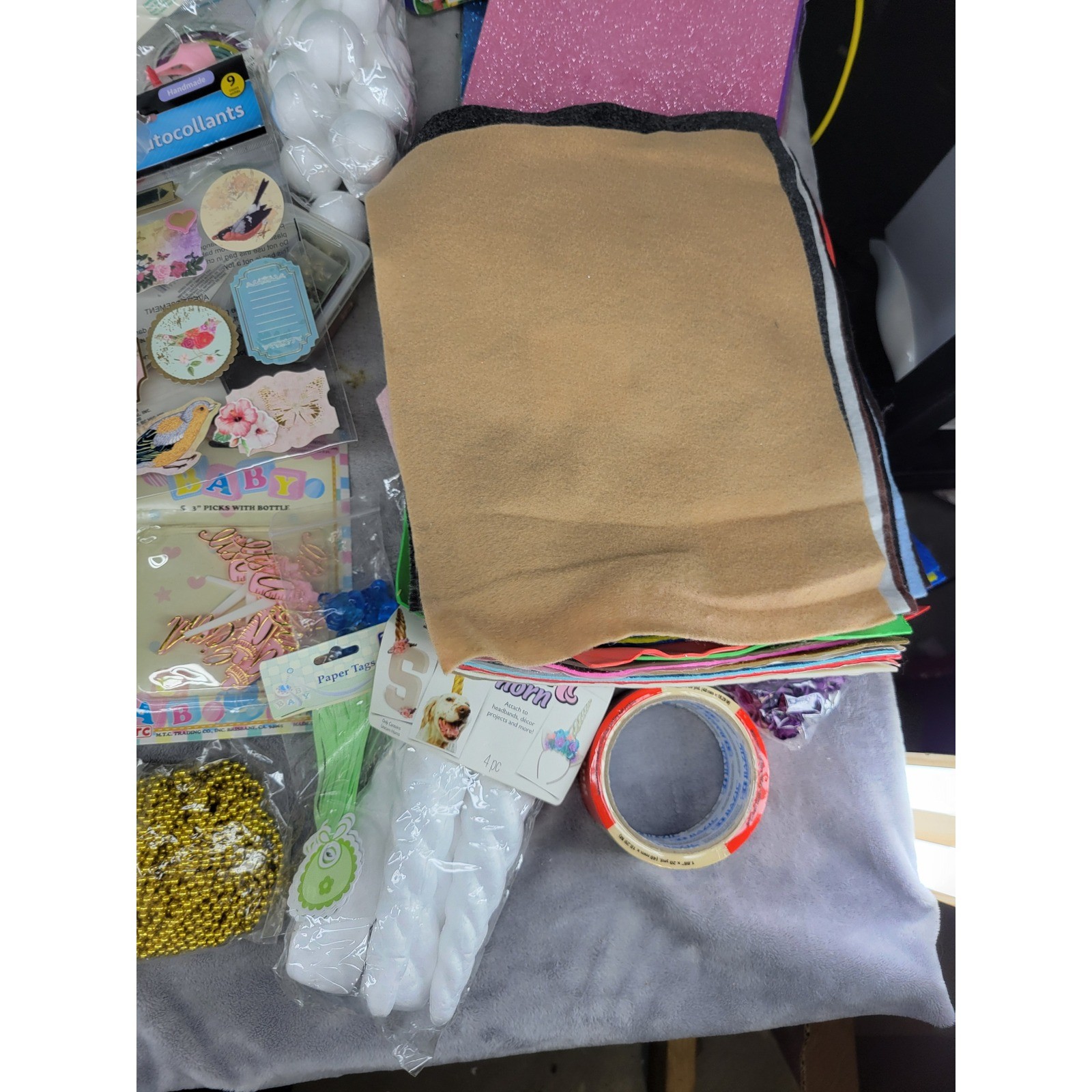 10lbs Craft Supply Bundle Mixed Lot Embellishments Stickers Fabric Tape Beads