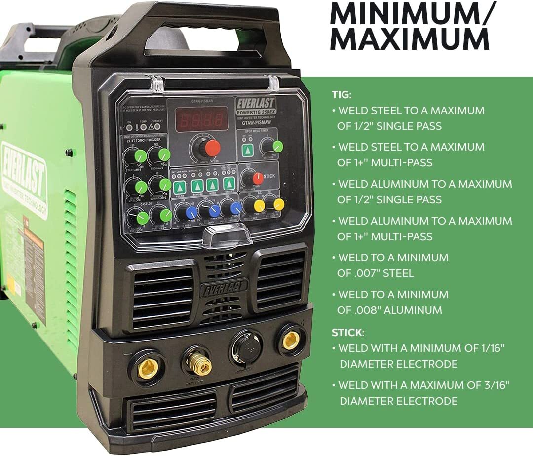 NEW Everlast PowerTIG 250EX GTAW-P 250AMP ACDC TIG STICK and PULSE WELDER