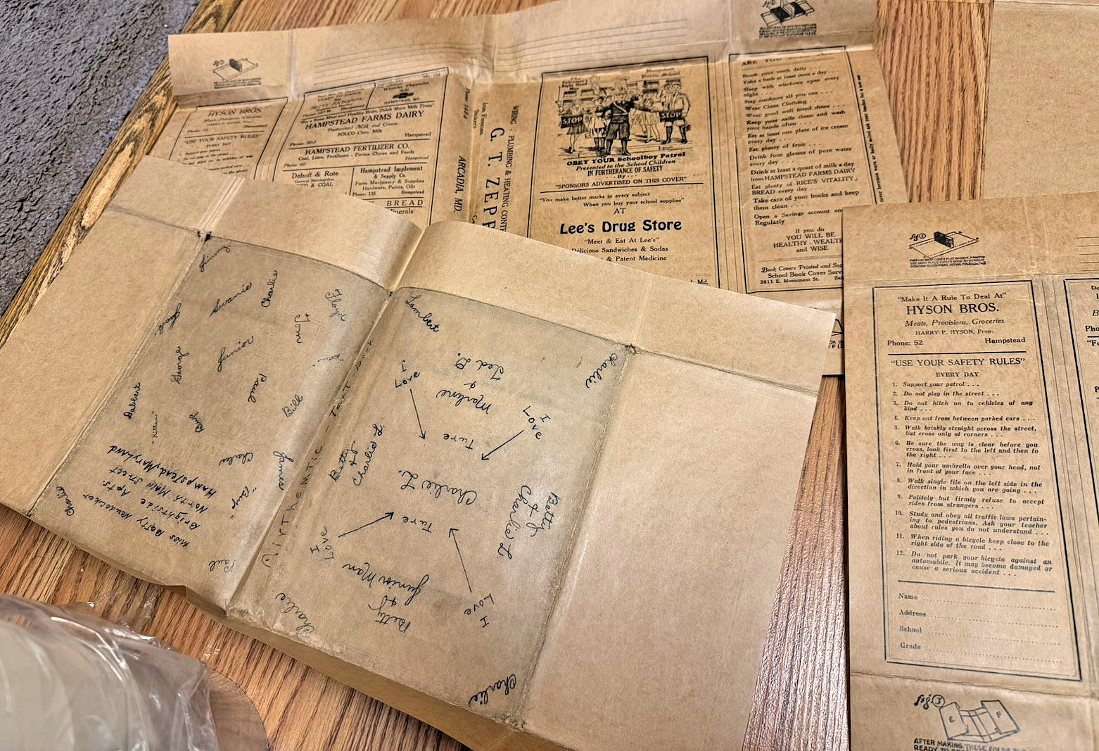 OLD LEES DRUG STORE WESTMINSTER MARYLAND COCA COLA BORDENS SCHOOL BOOK COVER LOT