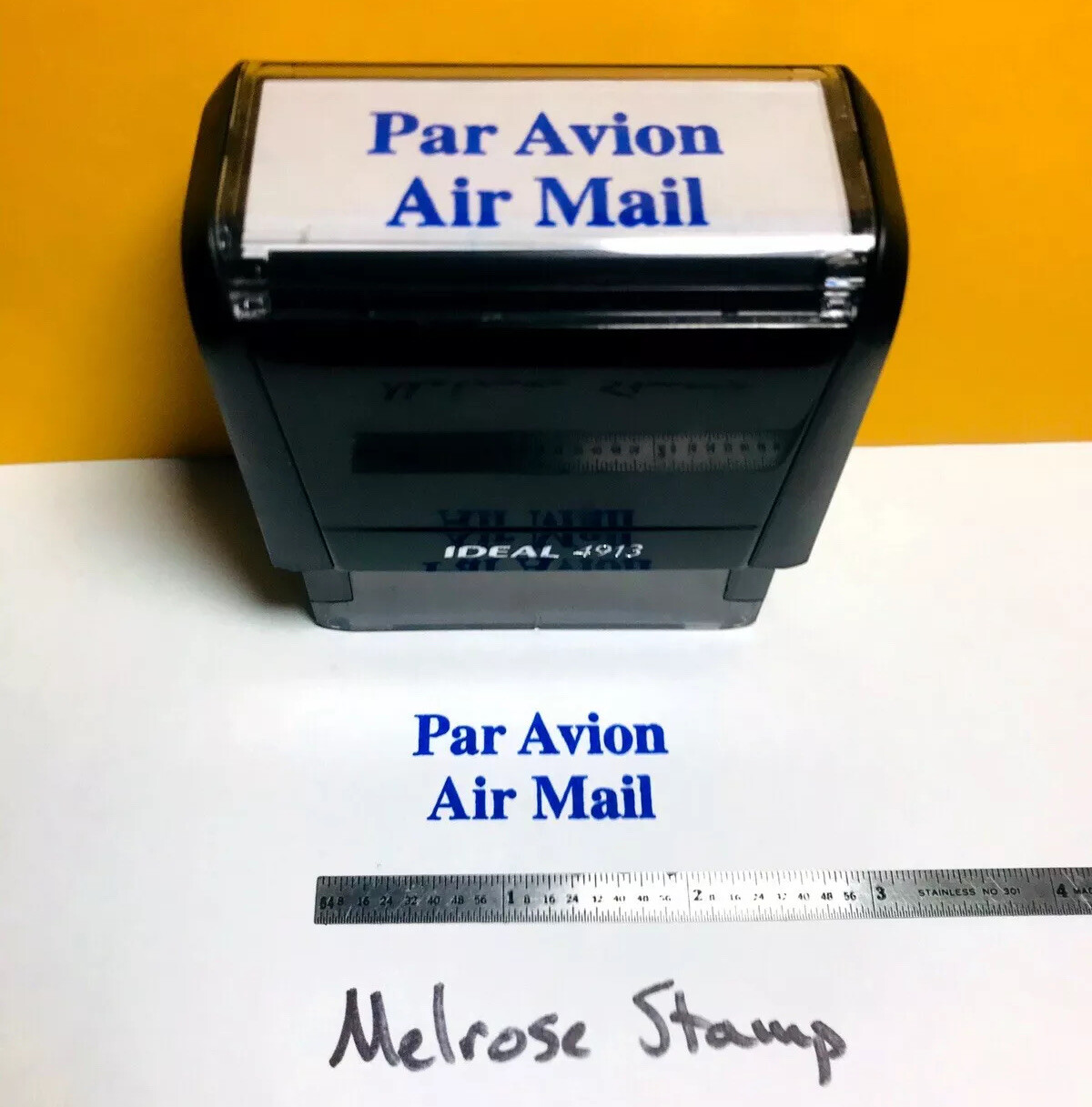 Par Avion Air Mail Rubber Stamp Blue Ink Ideal 4913