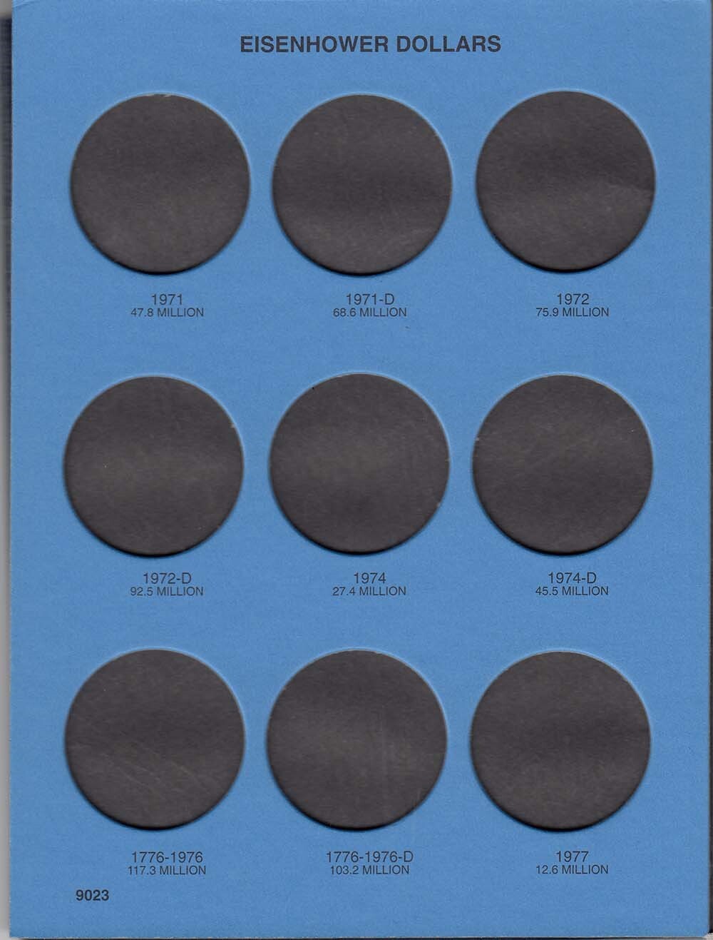 Whitman Coin Folder Album For Eisenhower Anthony Dollar 1971-1981 + 1999 # 9023