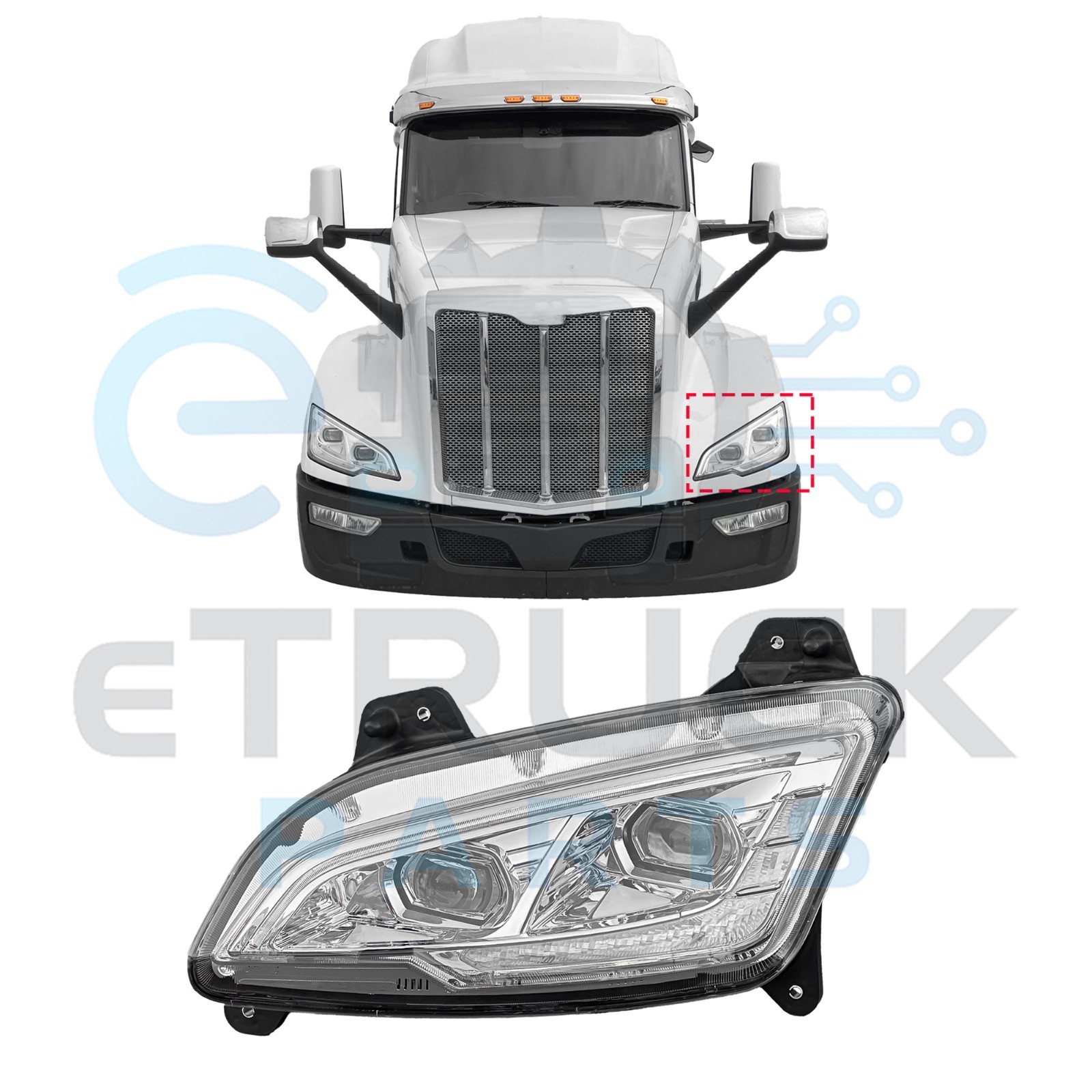 2022–2026 Peterbilt 579 Driver Side LED Headlight Assembly | P54-6197-100
