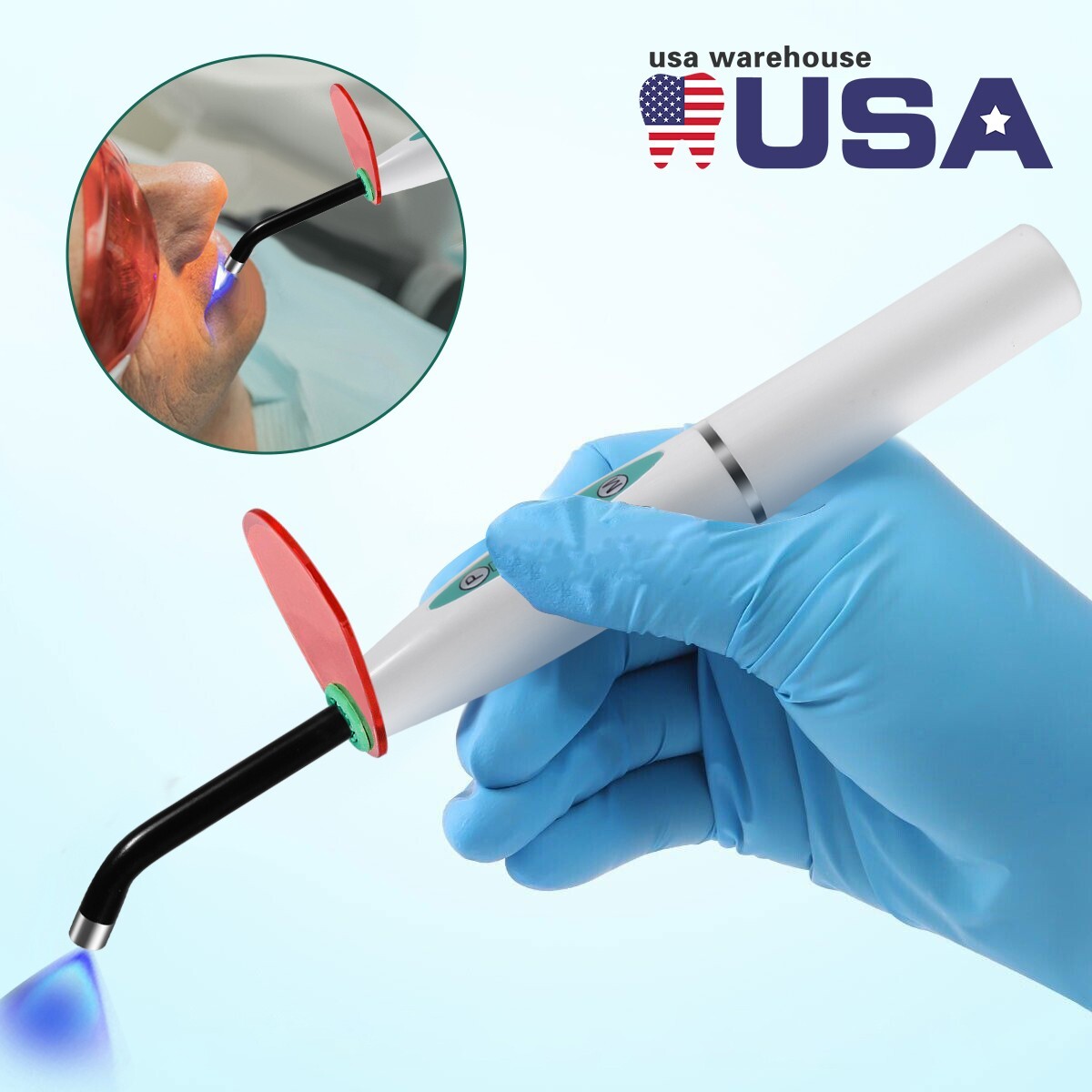 Dental Wireless Cordless LED Cure Curing Light Lamp 2000mw 5W Tool Resin Cure US