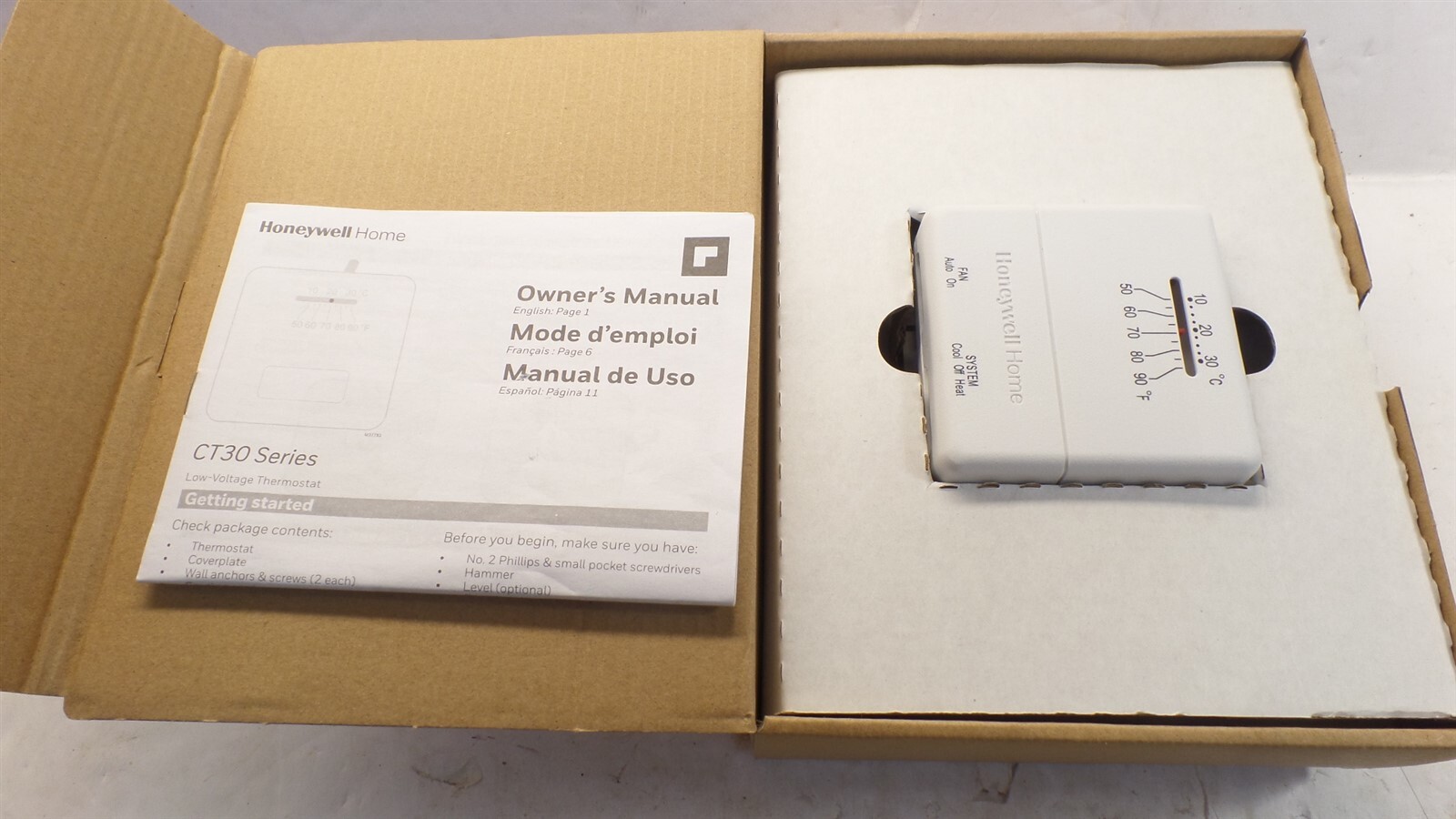 HONEYWELL CT33A HOME HORIZONTAL NON-PROGRAMMABLE THERMOSTAT TEMP CONTROL