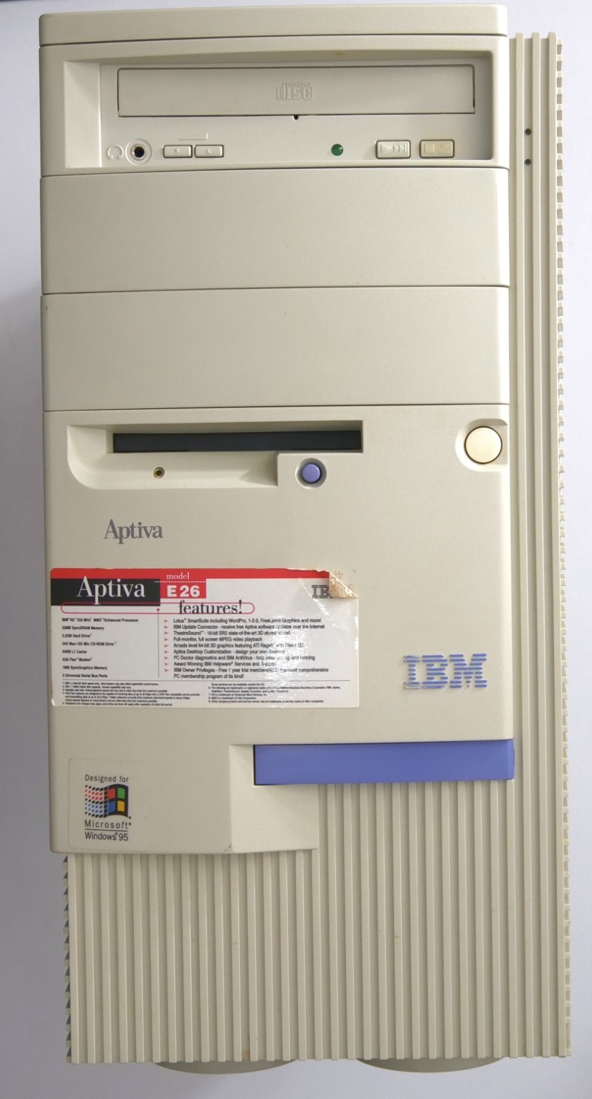Vintage 1997 IBM Aptiva 2137-E26 AMD K6-233ANR 233MHz ATI RAGE II Desktop PC