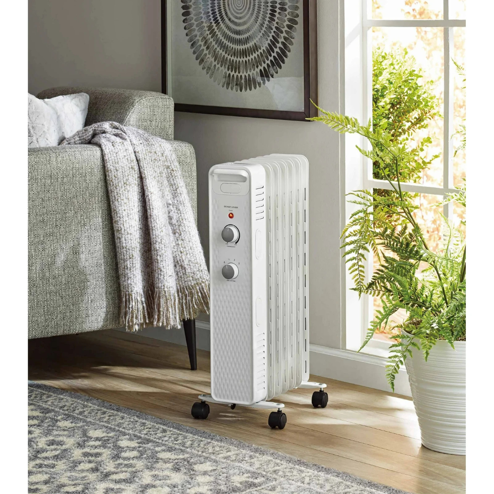 1500W Mainstays Mechanical Oil Filled Electric Radiator Heater White Open Box