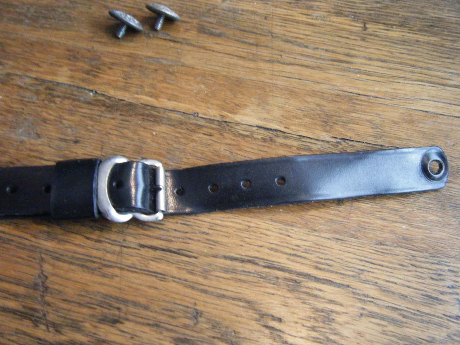 Genuine Air Force Black Leather Dress Hat Adjustable Chin Strap with Buttons