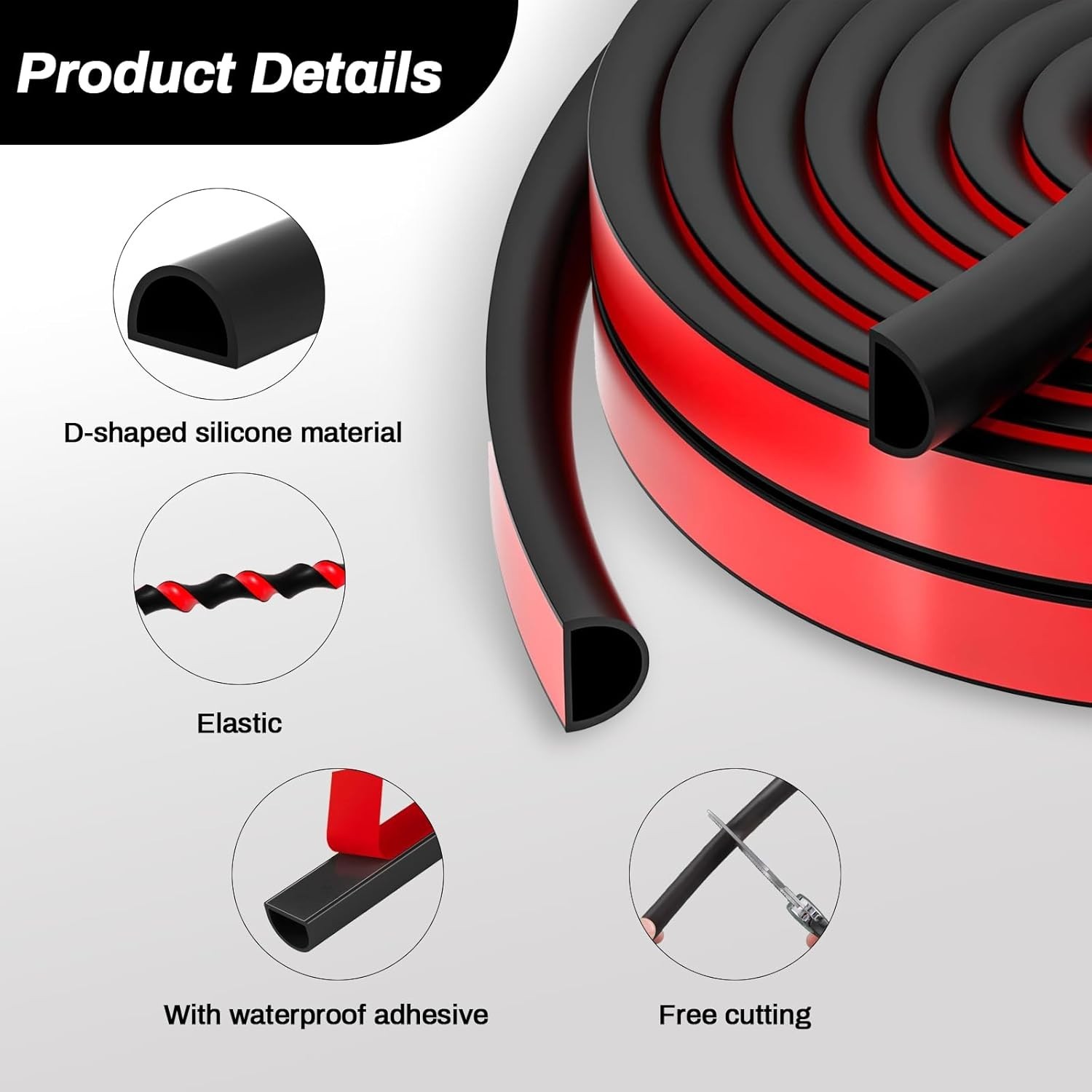 20Ft Weather Stripping 3/8"W X 1/4"T Universal Car Door Seal Strip Automotive...