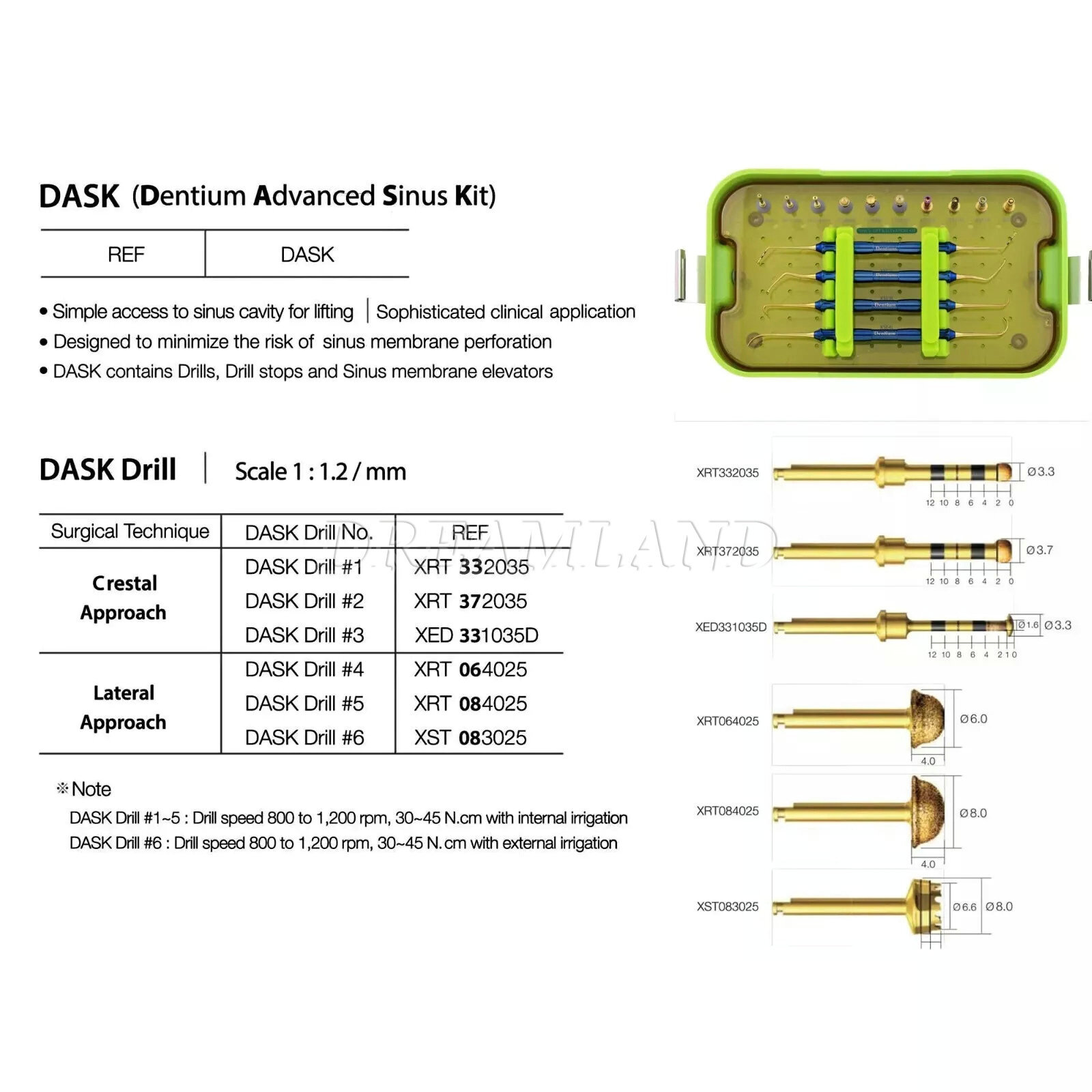 Implant Advanced Sinus Lift Super Line Implantium Surgical Kit Drill DASK
