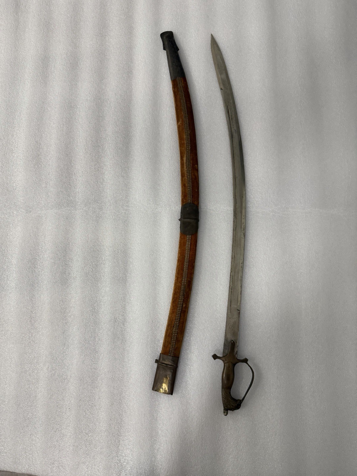 Decorative Indian Saber Sword Khanda Sikh Symbol w Scabbard 34”