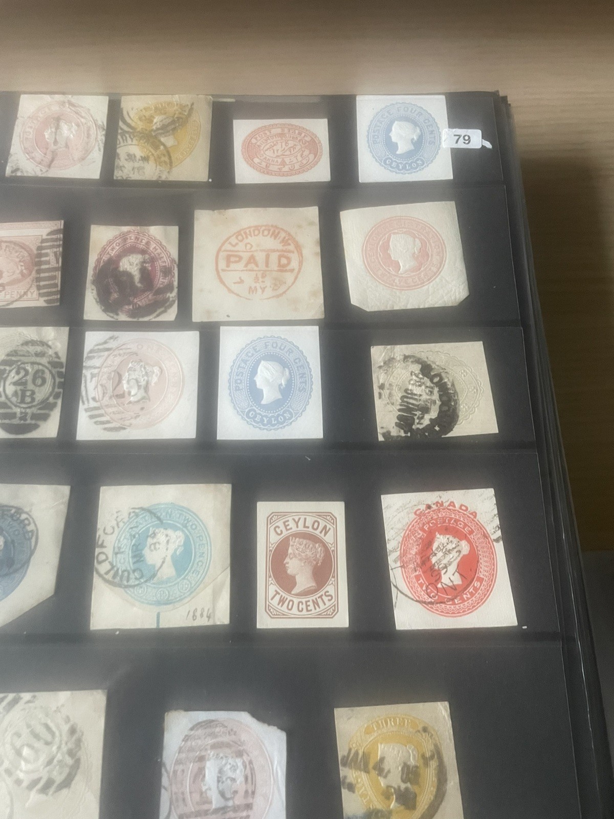 GB QV Stamps Postal Cards Envelopes Cut Outs X 34