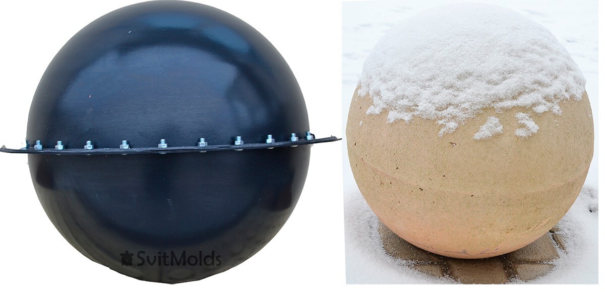 Ball Sphere Mold Concrete Cement Orb Atlas Stone Set 2 pcs 11.8'' Dia P27