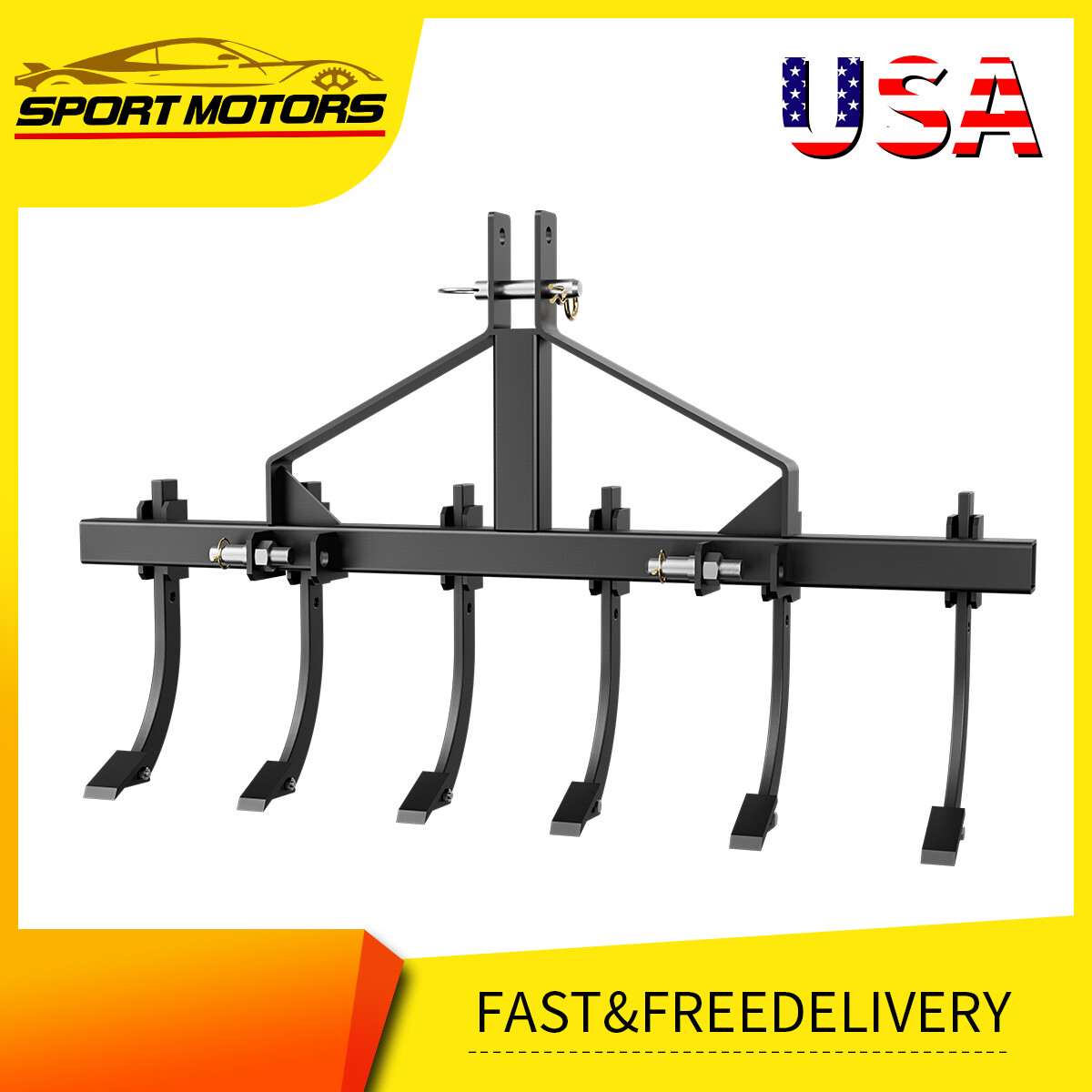 Chisel Plow Scarifier Detachable Cultivator W/6 Shanks  for CAT-0 and CAT-1