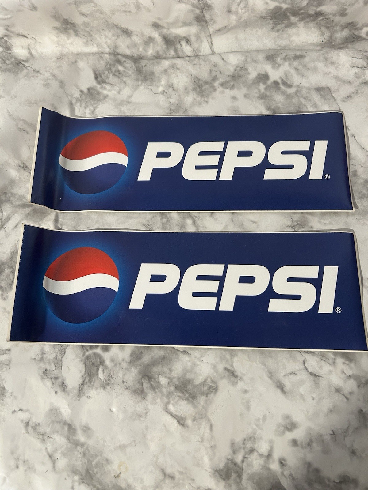 PEPSI COLA SODA 1990's PROMO BUMPER STICKER LOT OF 2 VINTAGE UNUSED 3.5"x10"