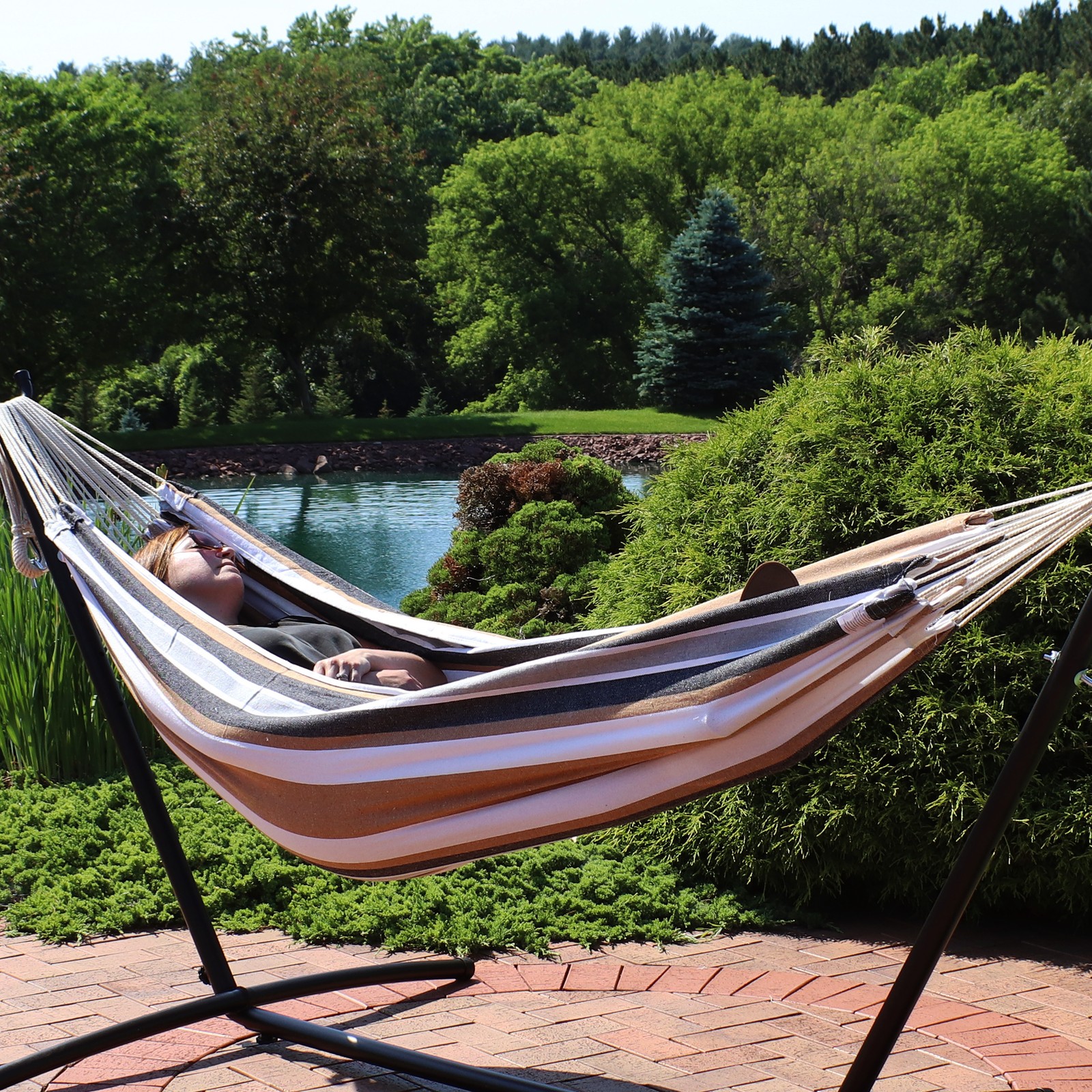 2-Person Woven Cotton Brazilian Hammock - Calming Desert by Sunnydaze
