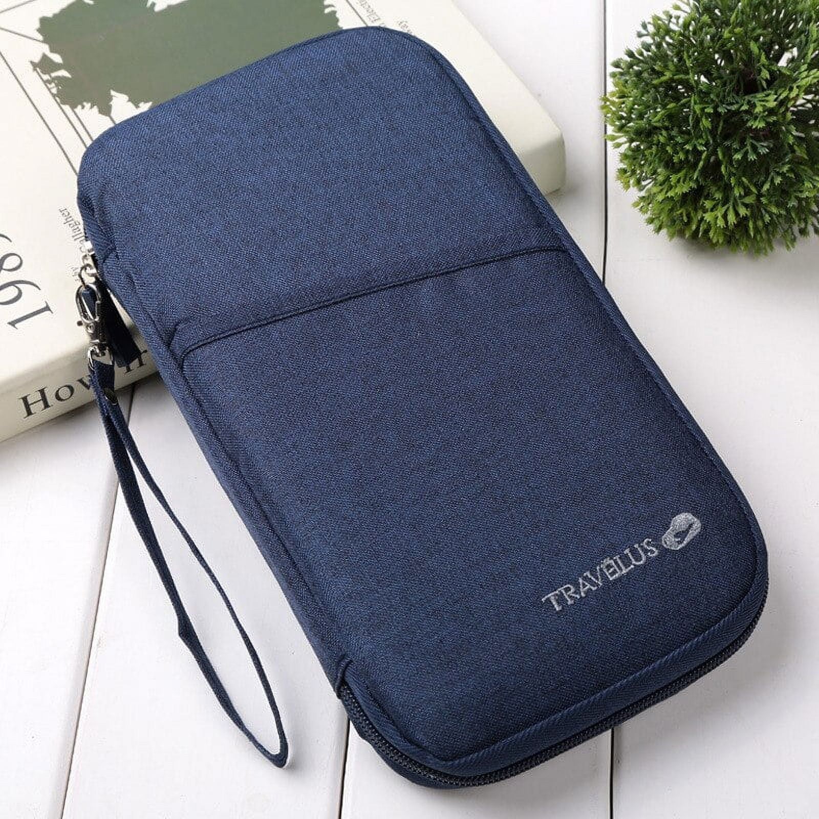 Passport Holder Wallet RFID Blocking Travel Document Organizer Clutch Bag --BLUE