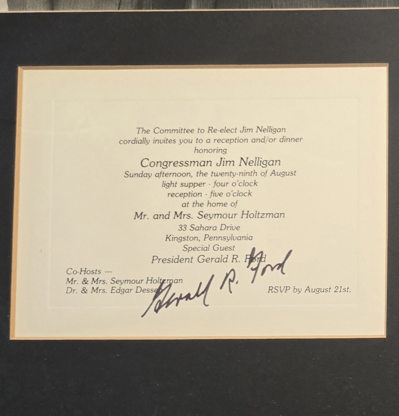 Vintage Gerald Ford Dual Signed Photograph & Ticket Congressional Reception PA