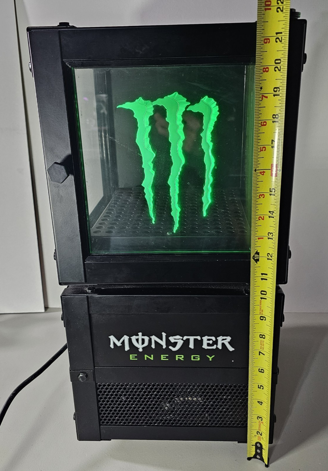 Monster Energy Mini Fridge Desktop Storage Countertop Display 11x11x22 Lit Door