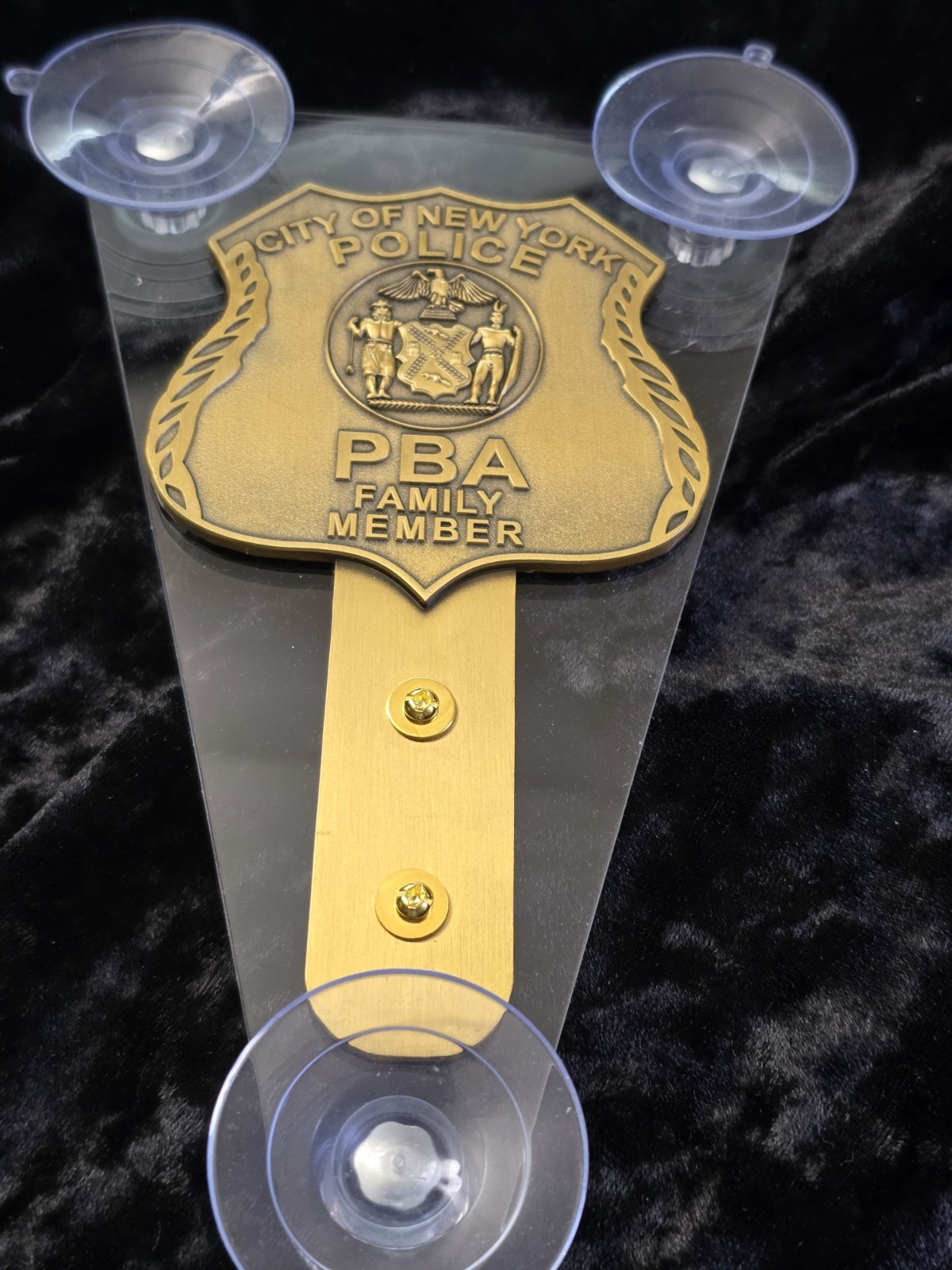 NYPD Windshield Badge Medalion Display. Family Member. Free Shipping.