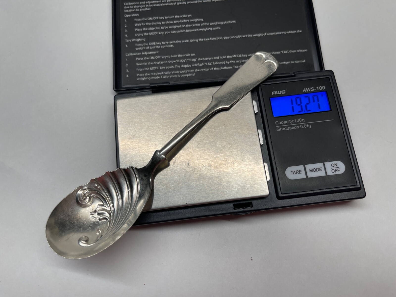 Vintage Coin Silver Sugar Spoon 5-7/8” 19g