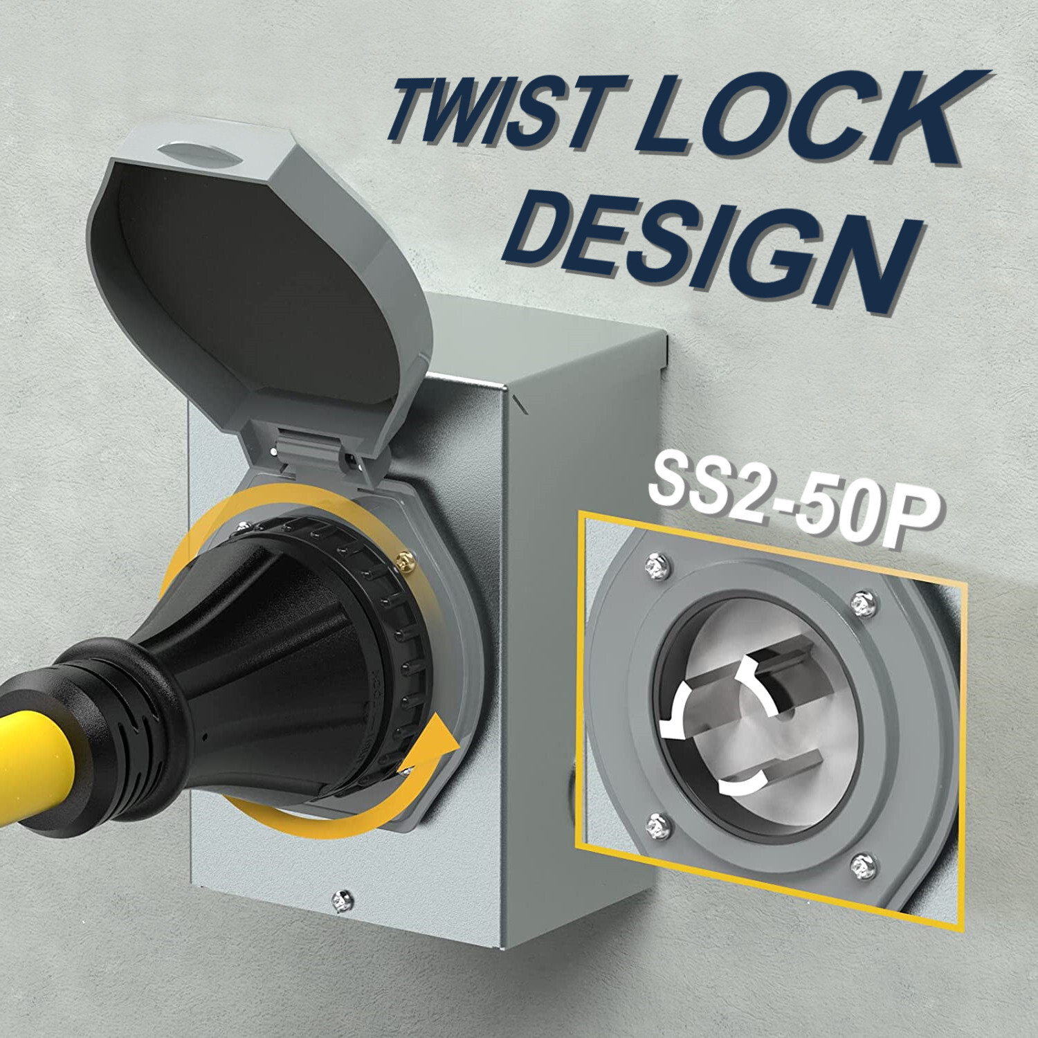 50 to 15 Amp 110 120 Volt RV Adapter Cord NEMA 5-15P Male to SS2-50R Female