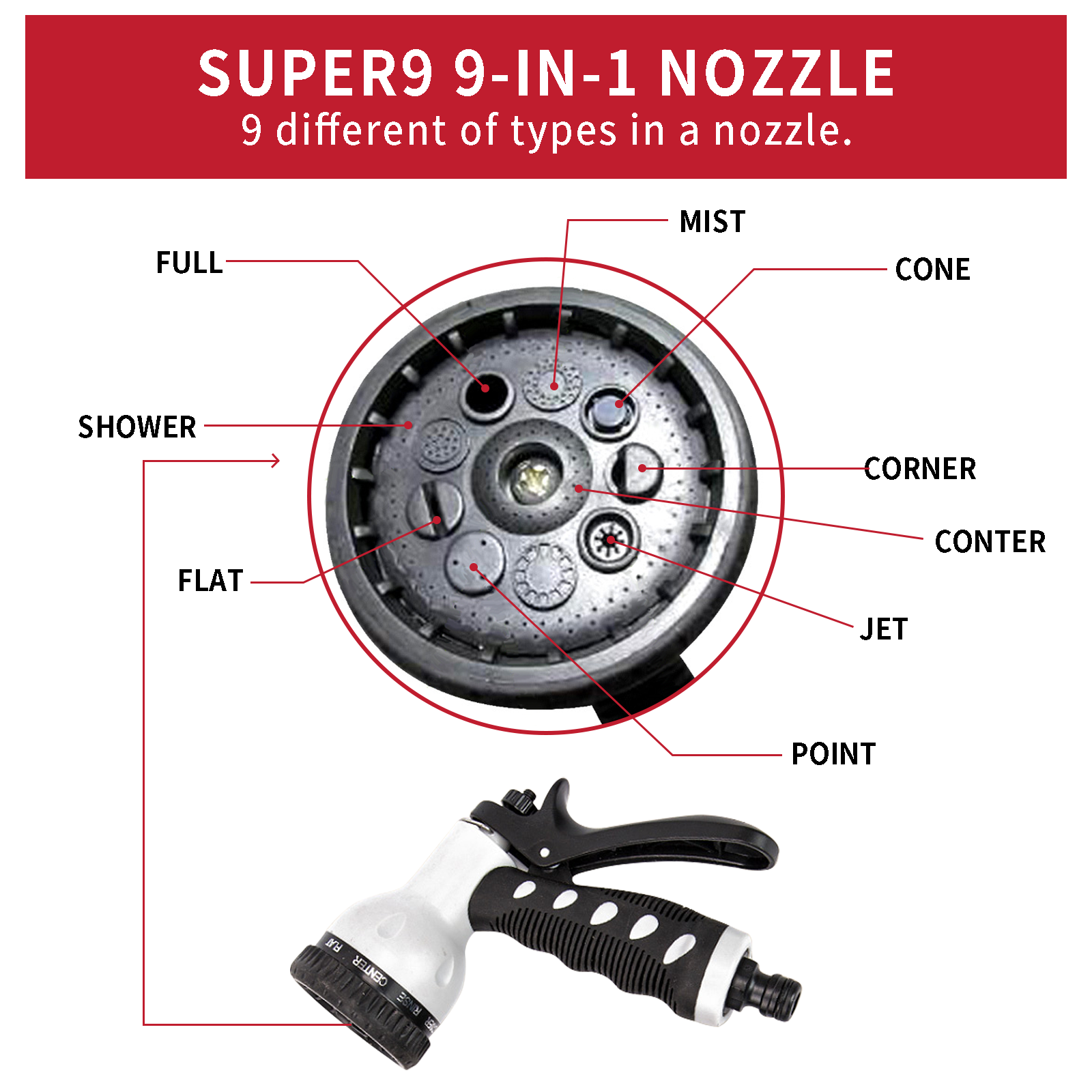 Retractable Water Hose Reel Garden Sprayer Wall Mount 32ft