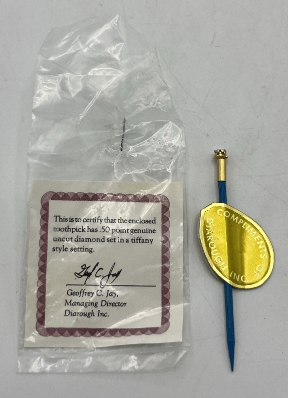 Uncut Diamond Topped Toothpick Premium Novelty Diarough Blue