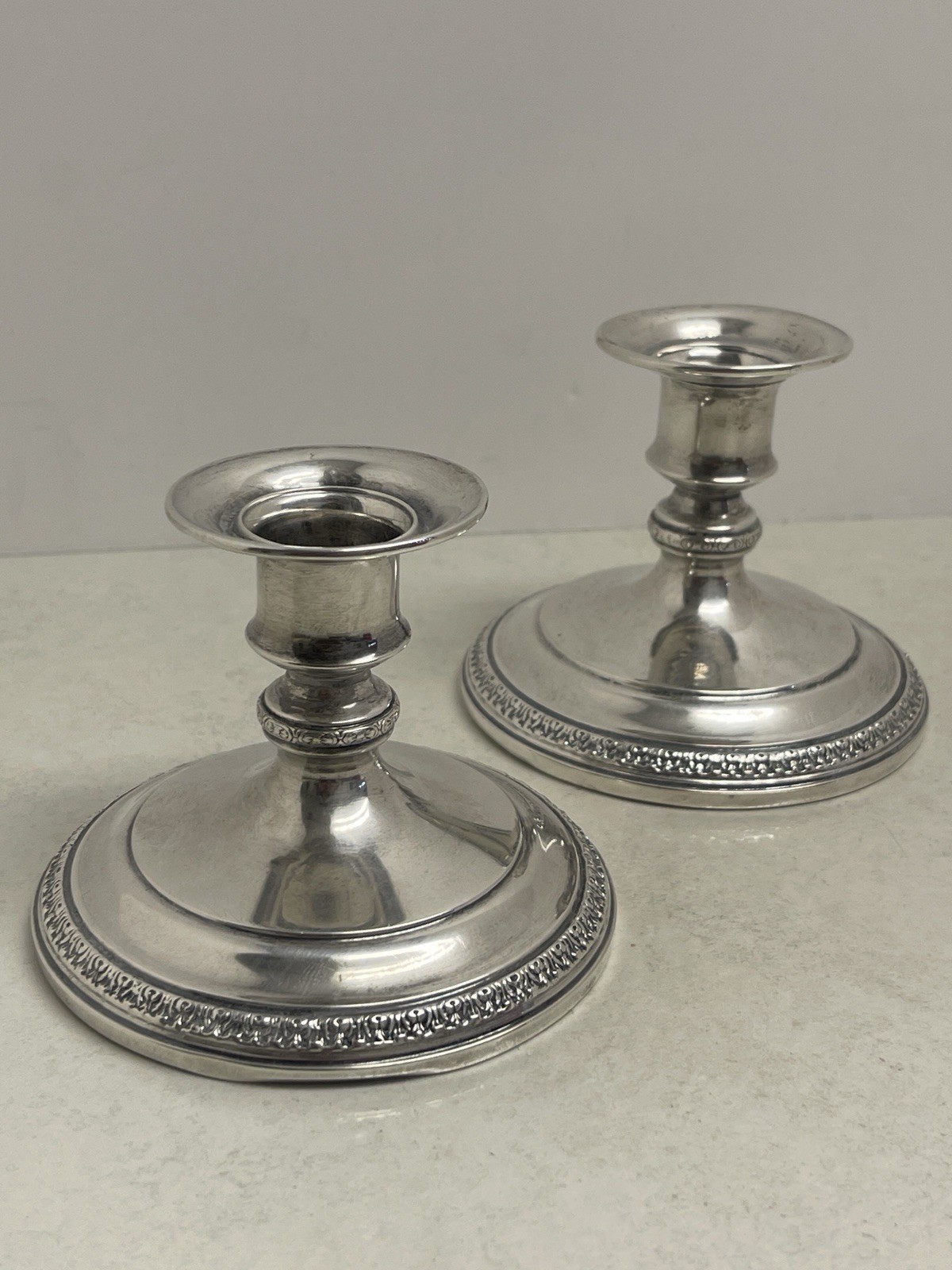 Webster Co Sterling Silver Candlestick Pair Vintage Weighted 335 Grams