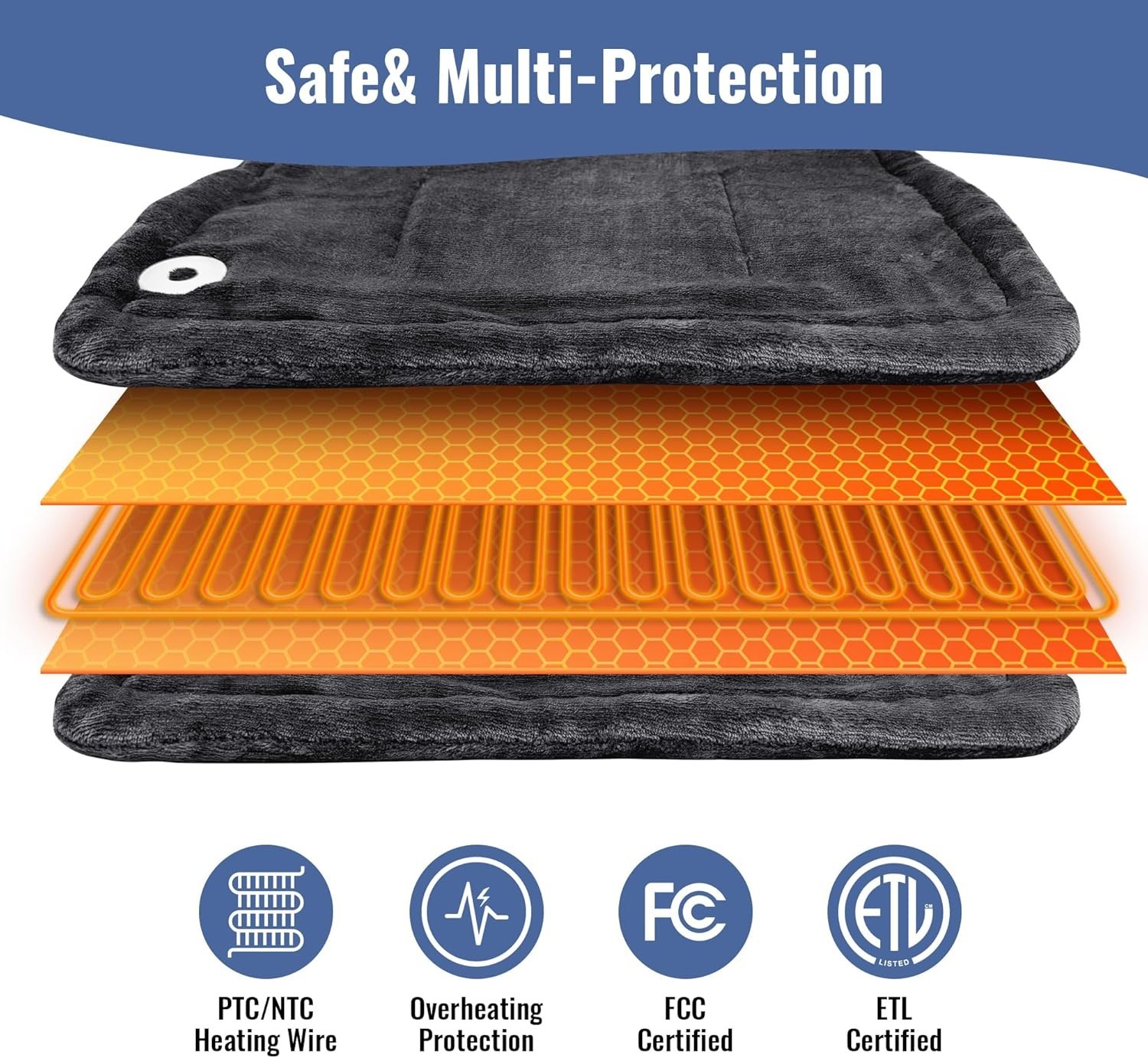 QUIBI Soft Flannel 4 Heat Levels Electric Heated Blanket Size Queen (84"x90")