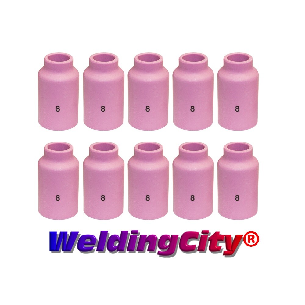 WeldingCity® 10-pk Gas Lens Ceramic Cup 54N14 #8 TIG Welding Torch 17/18/26 USA