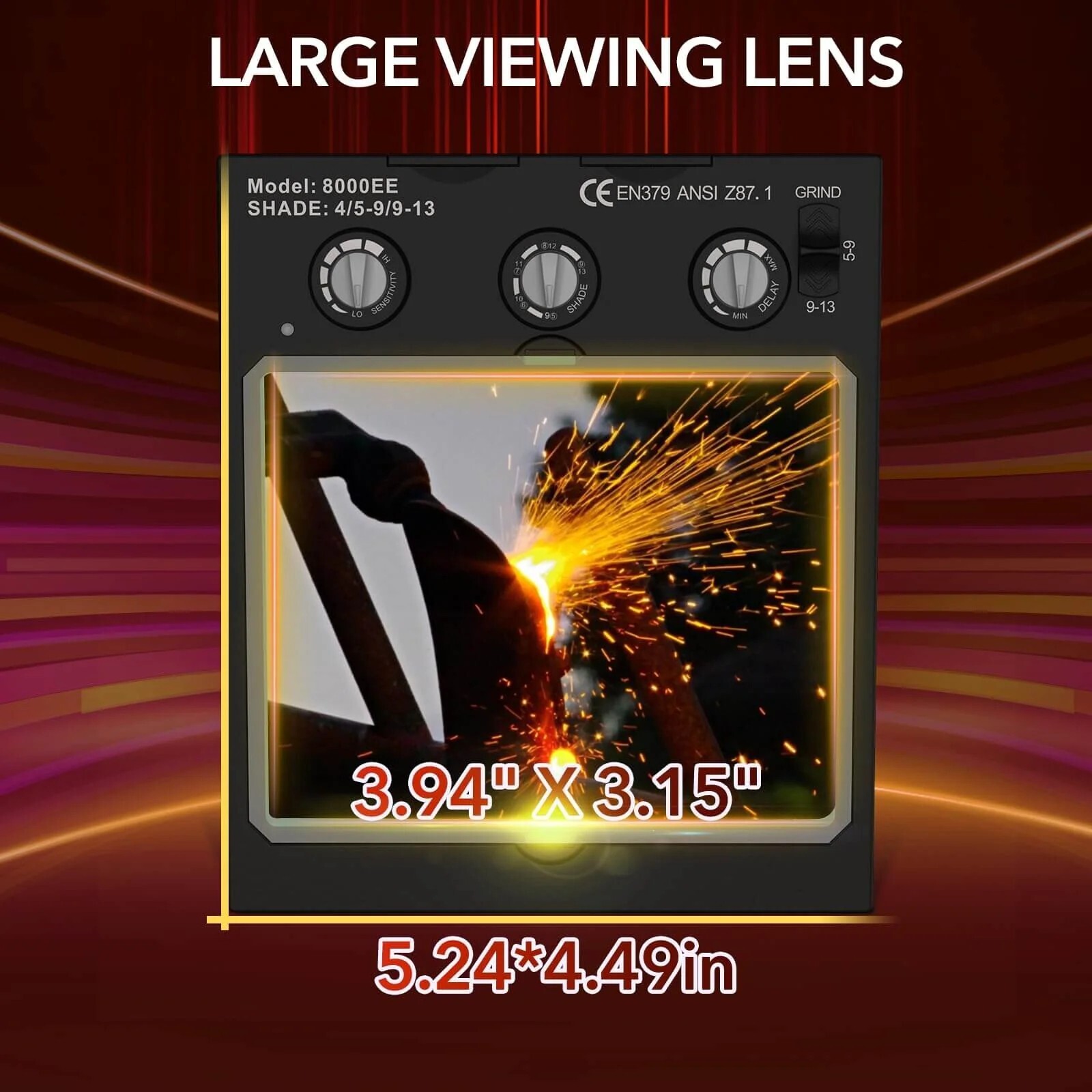 TRQWH Auto Darkening Welding Helmet with LED Solar 4 Arc Sensor Shade 4/5-9/9-13