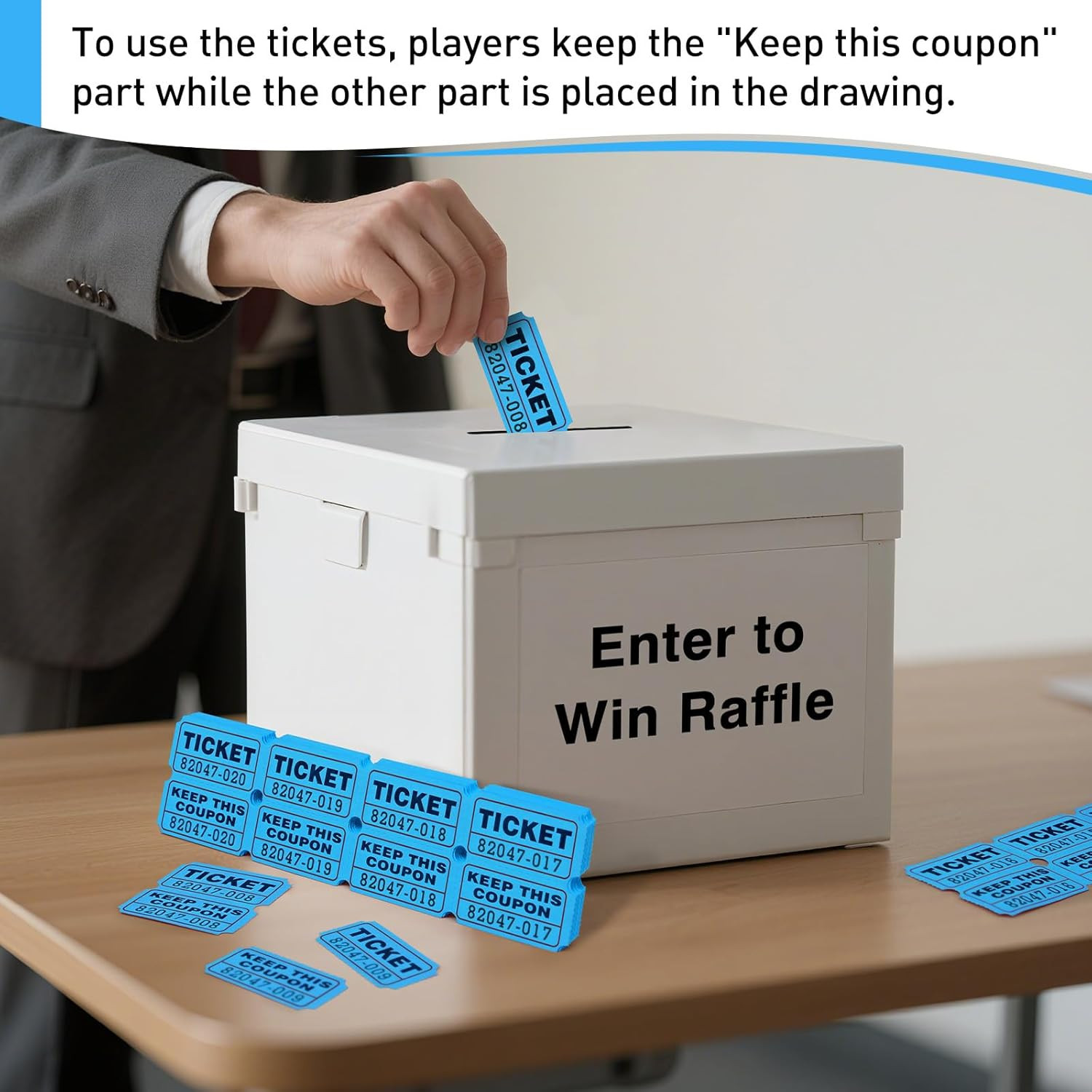 100 Raffle Tickets, (200 Pcs 100 Pairs) 50/50 Double Ticket, Bold Numbers for Ea