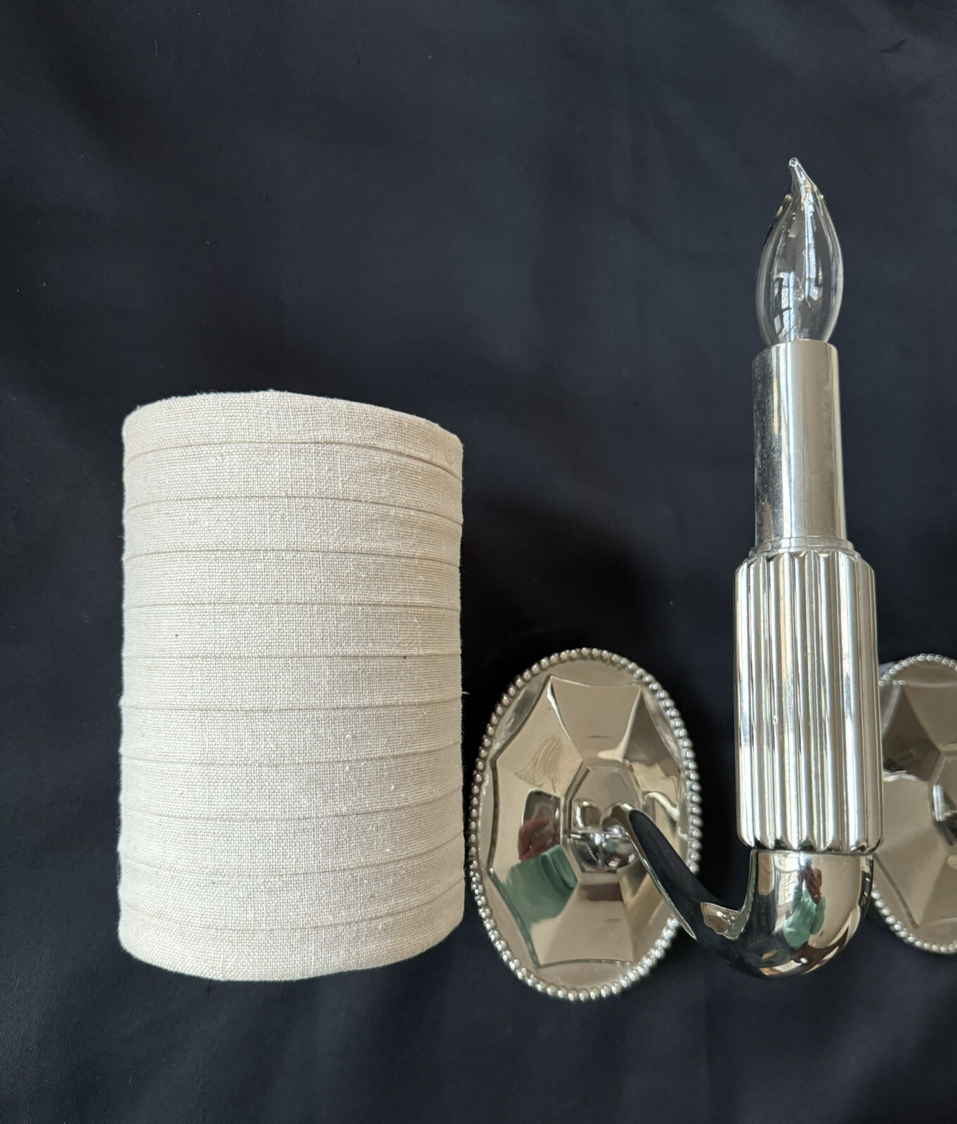 Pair Urban Archaeology Paris Chrome Wall Sconce Sconces Off White Pleated Shade